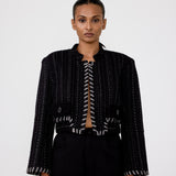 striped kantha cropped jacket