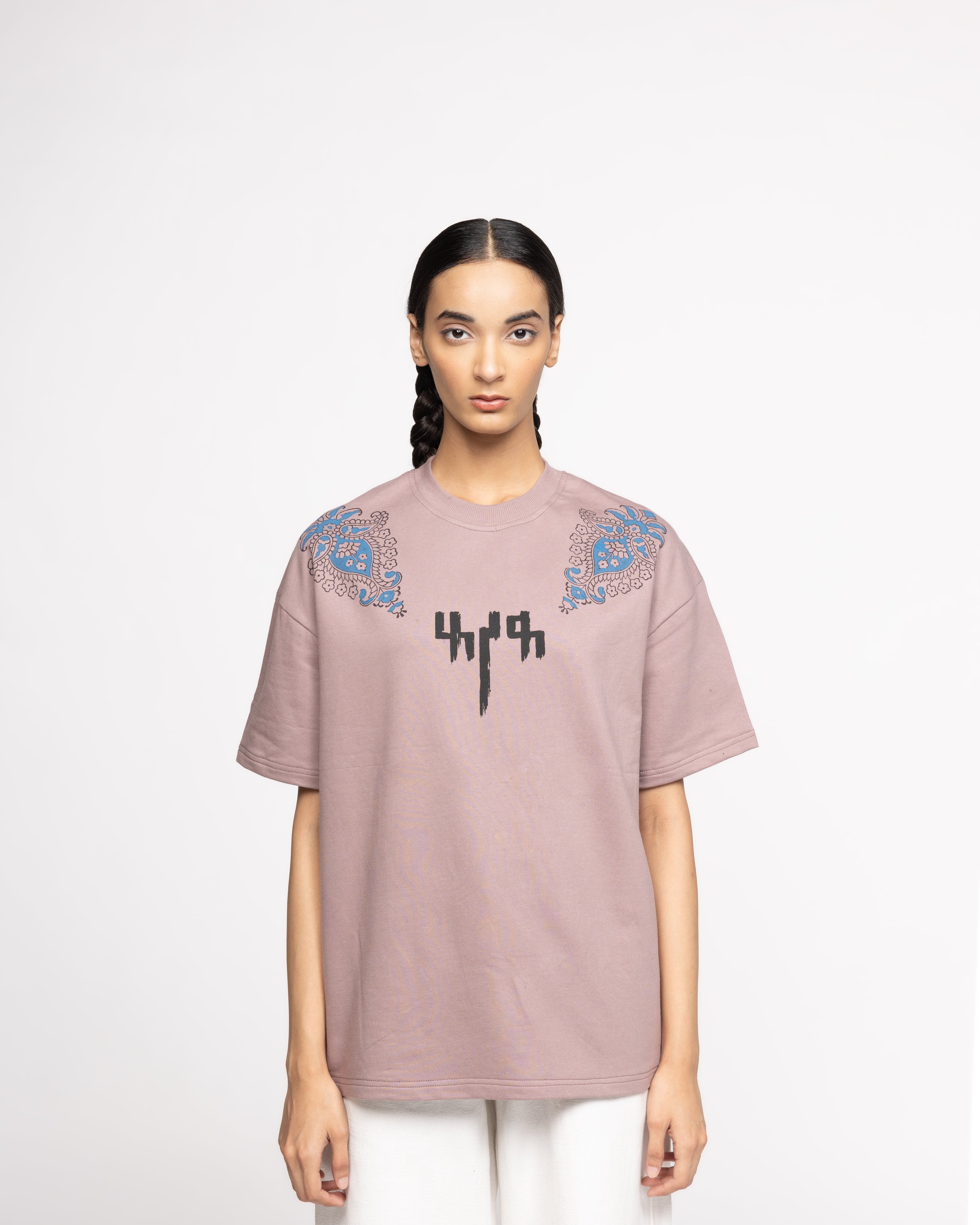 Mauve Block Printed - Tshirt