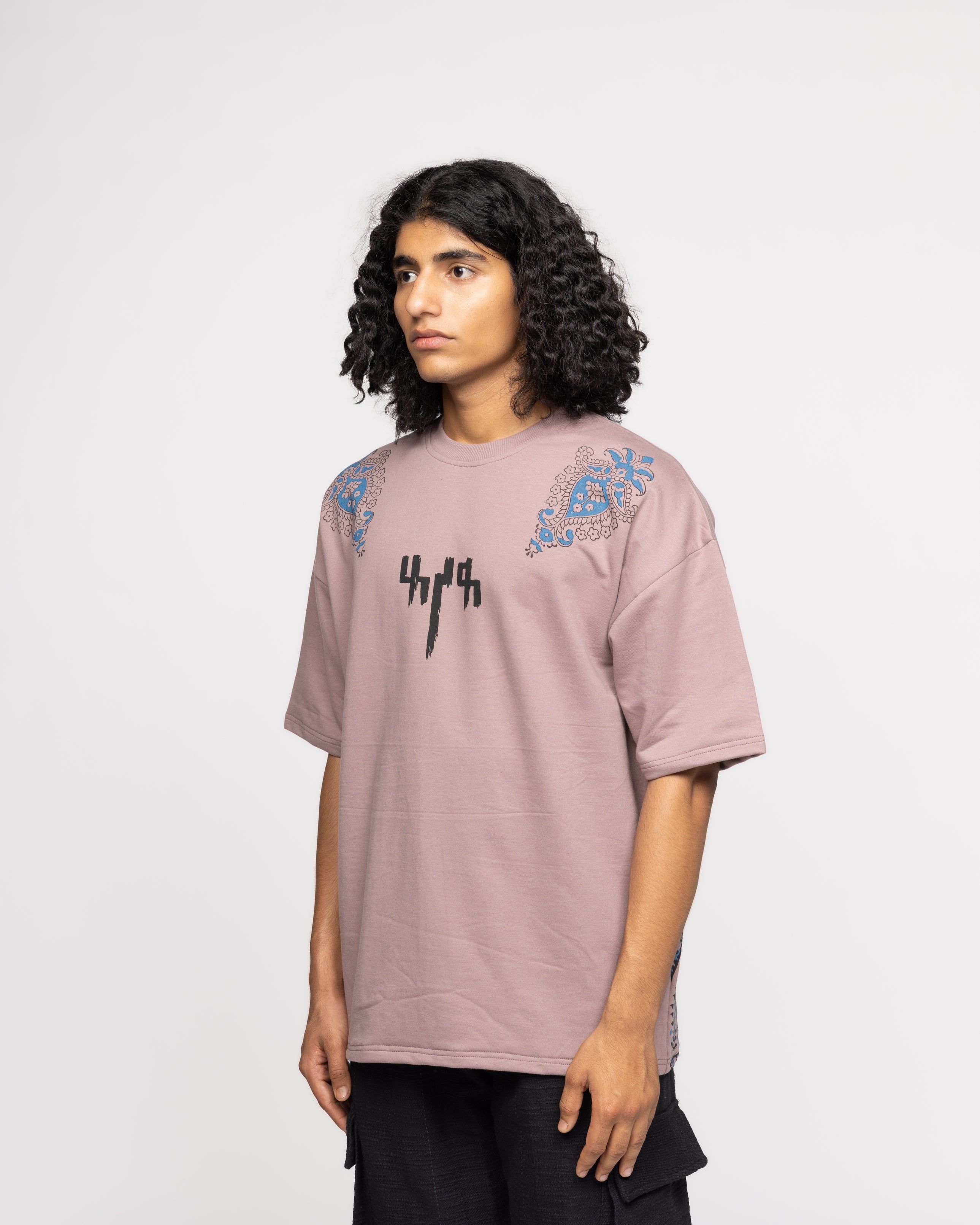 Mauve Block Printed - Tshirt