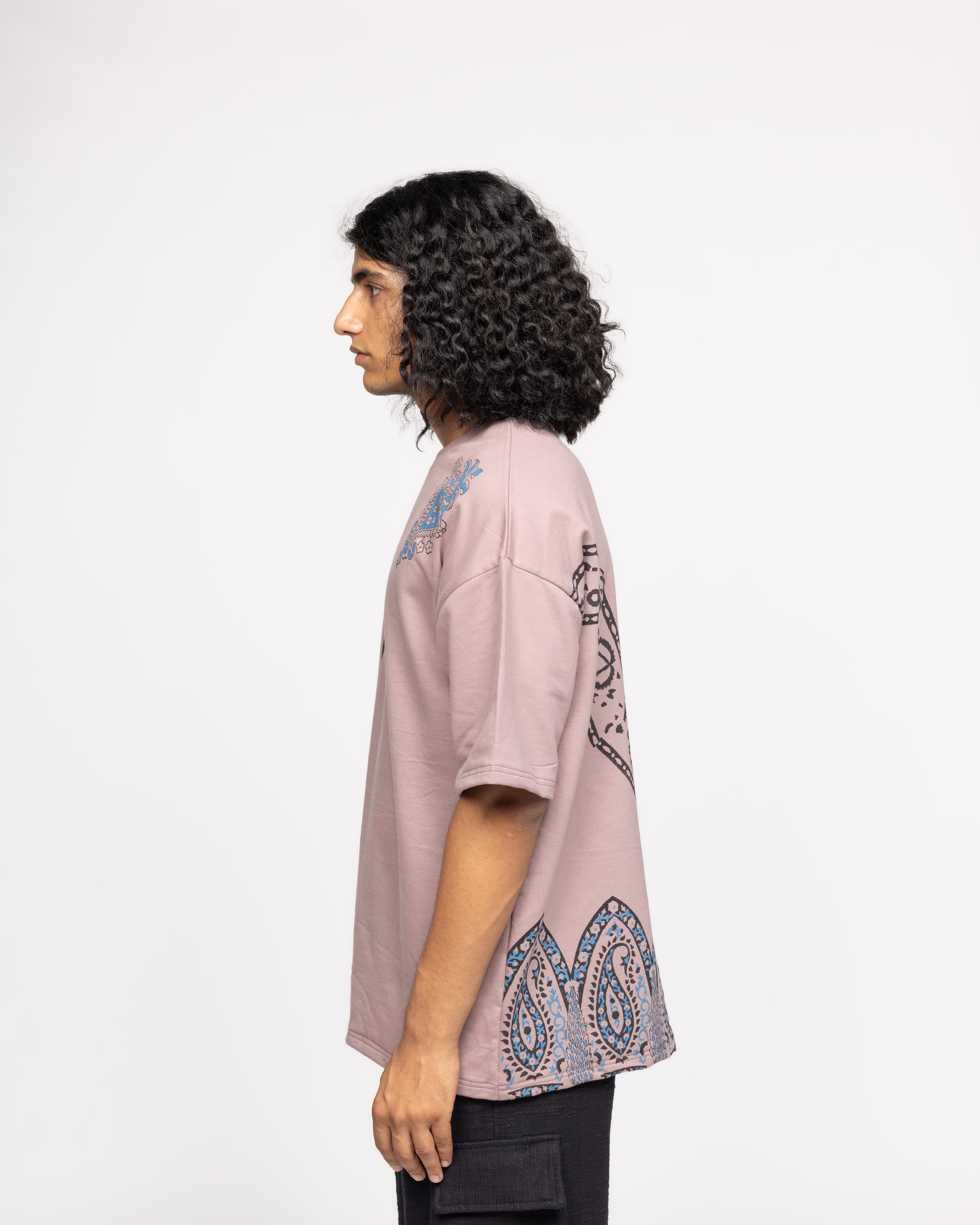 Mauve Block Printed - Tshirt