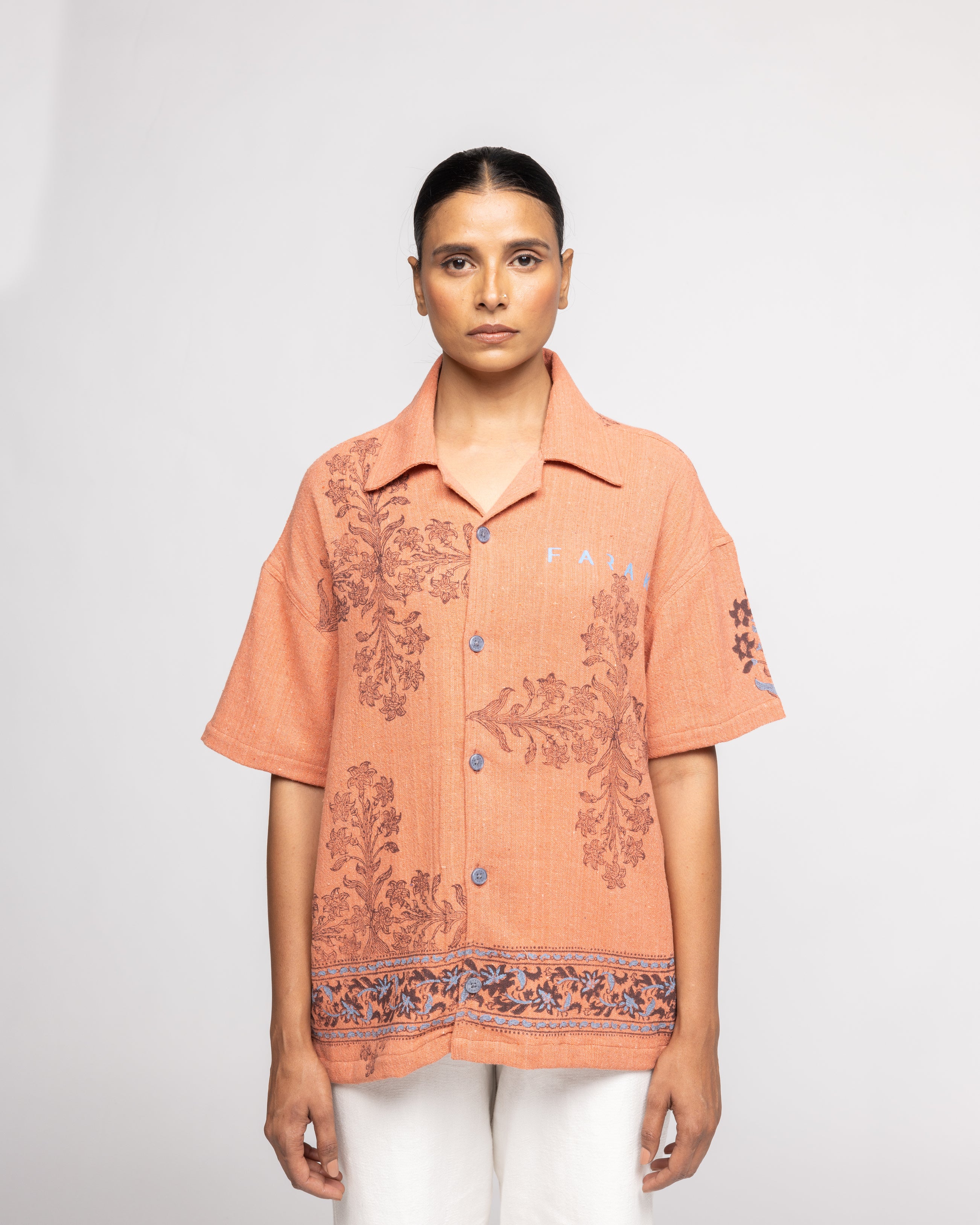 Coral Hemp Block Printed - Shirt