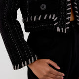 striped kantha cropped jacket