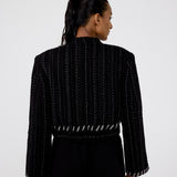striped kantha cropped jacket